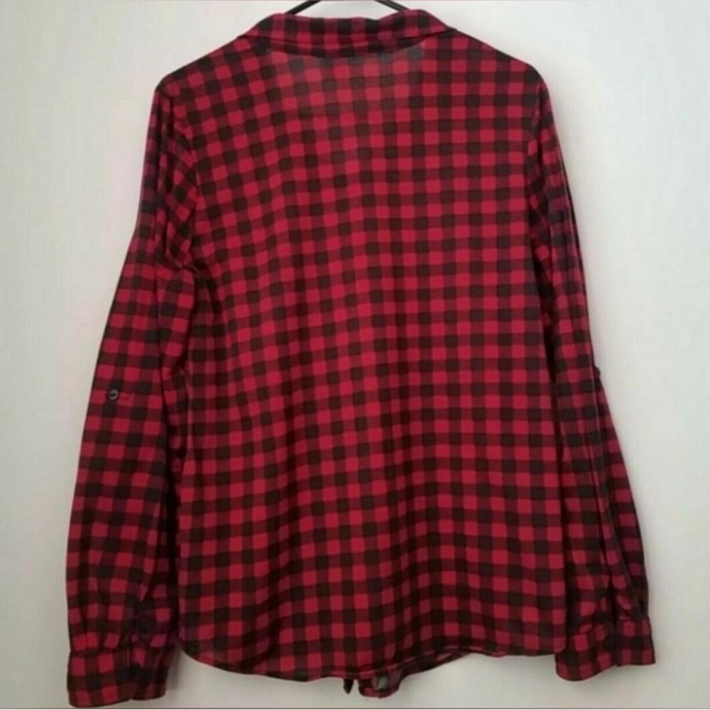 Red and Black Plaid Button-Up Shirt - Picture 8 of 9